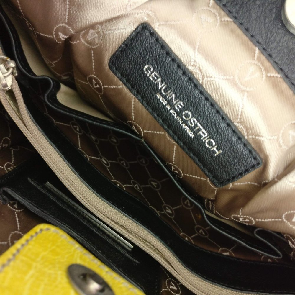 VIA VENETA Provoque genuine Ostrich Leg Exotic Leather Handbag Limited Edition